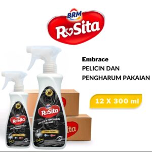 Grosir 1 Dus Isi 12 Pcs,BRM Rosita Pelicin & Pengharum Pakaian 300ml (Spray) Varian Embrace