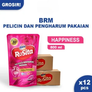 1 Karton Brm Rosita Pelicin Dan Pengharum Pakaian 800 ml Happiness