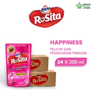 GROSIR 1 Karton (24 PCS) BRM Pelicin dan Pengharum Pakaian Happiness 200ml