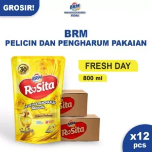 1 Karton Brm Rosita Pelicin Dan Pengharum Pakaian 800 ml Fresh Day